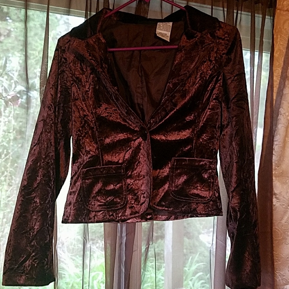 Chocolate Crushed Velvet Blazer